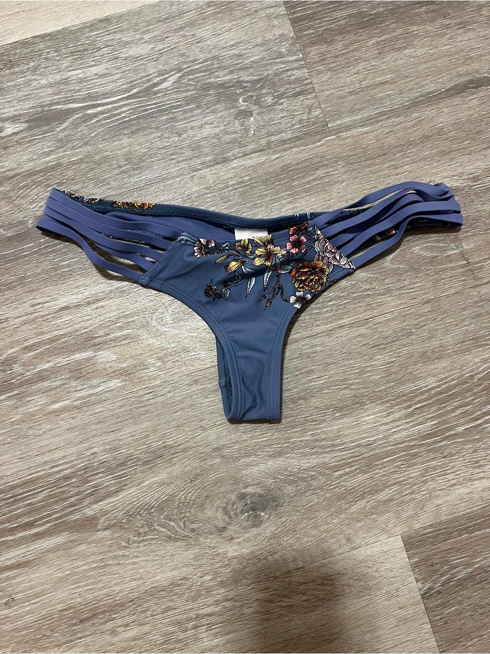 Body Glove Lavender Blue Floral Bikini Bottom with Strappy Sides